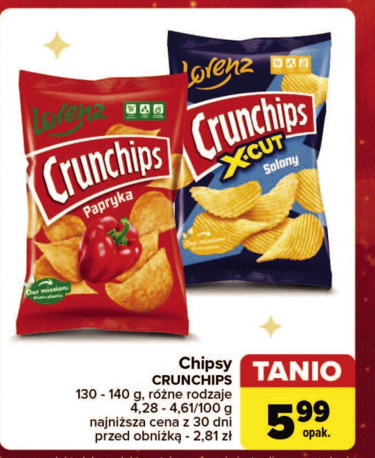 Chipsy solone Crunchips x-cut Crunchips lorenz promocja w Carrefour