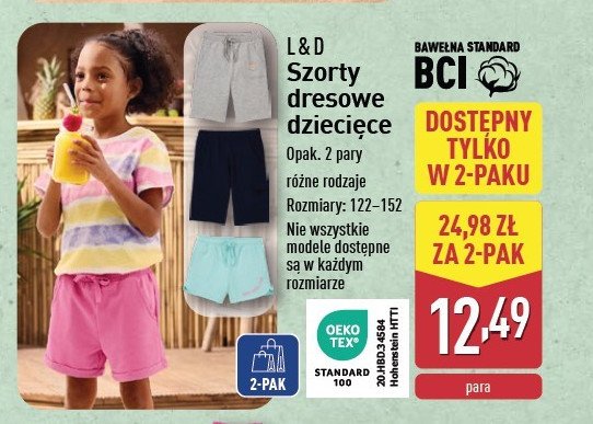 Szorty dziewczęce L&d promocja w Aldi