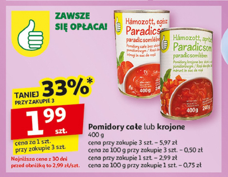 Pomidory całe Podniesiony kciuk promocja w Auchan
