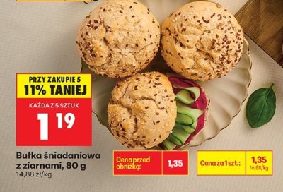 Bułka śniadaniowa z ziarnami, 80 g promocja w Biedronka