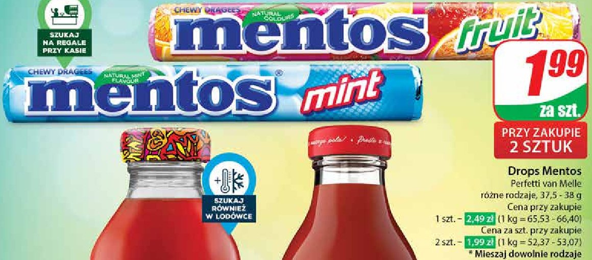 Dropsy mint Mentos classic promocja w Dino