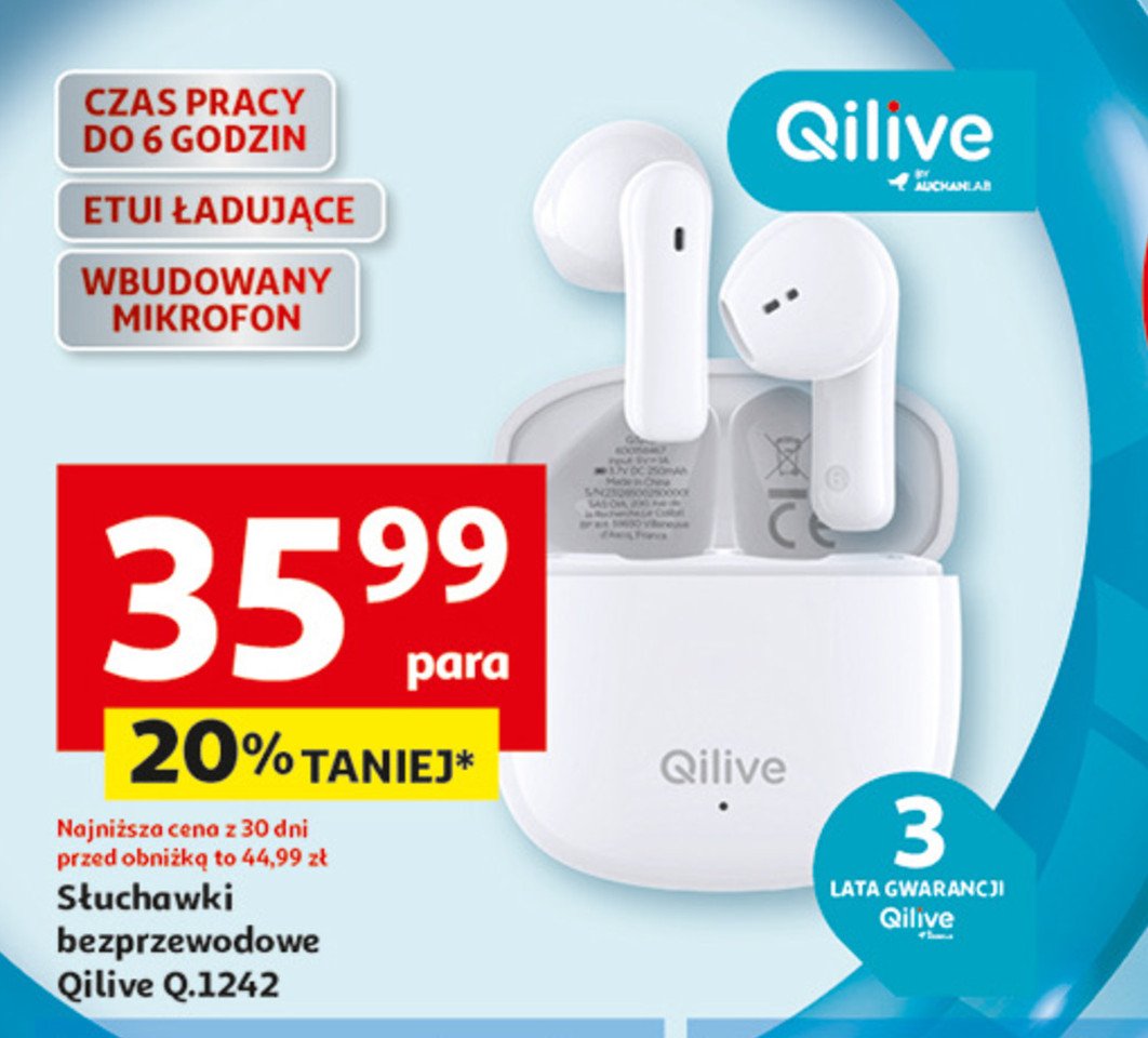 Słuchawki q.1242 Qilive promocja w Auchan