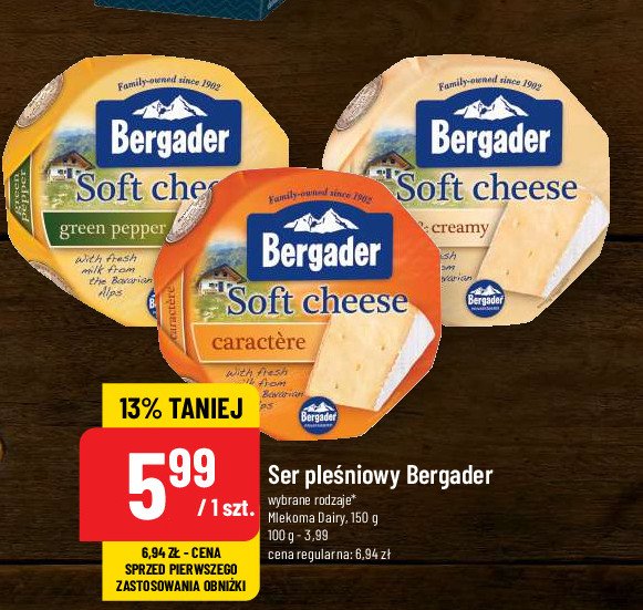 Ser caractere Bergader soft cheese promocja