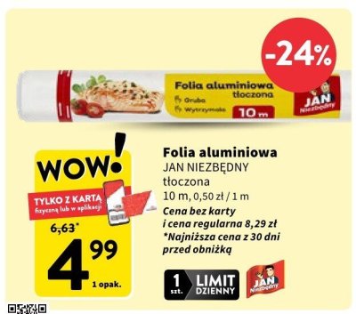 Folia aluminiowa JAN NIEZBĘDNY tłoczona 10 m promocja w Intermarche
