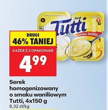 Serek homogenizowany o smaku waniliowym, 4x150 g promocja w Biedronka