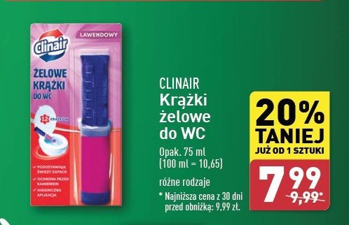 Krążek żelowy do wc lawendowy Clinair promocja w Aldi