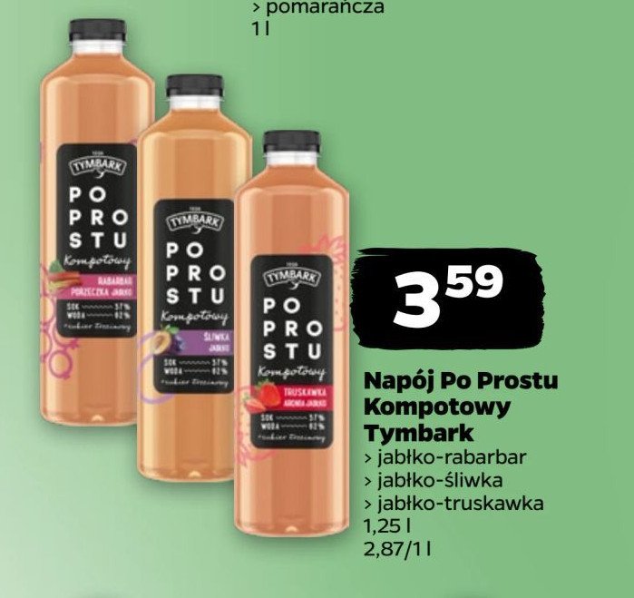 Napój truskawka-aronia-jabłko Tymbark po prostu promocja