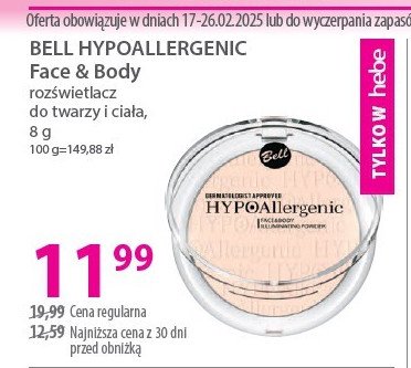 Rozświetlacz face & body Hypoallergenic promocja w Hebe