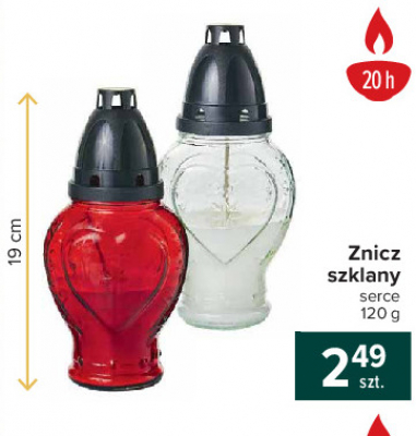 Znicz szklany serce 120 g promocja
