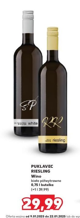 Wino PUKLAVEC & FRIENDS RIESLING 2016 HANDPICKED promocja w Kaufland