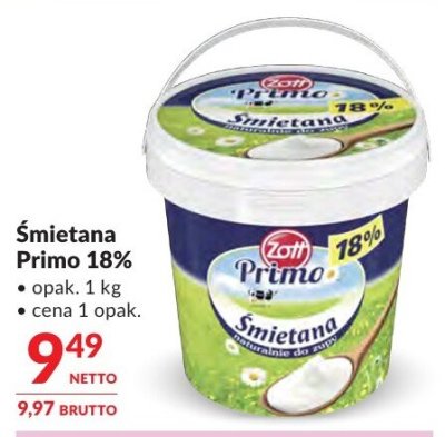 Śmietana Primo 18% promocja w Makro