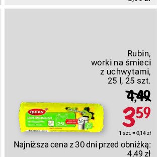 Worki na 艣mieci z uchwytami 25 l Rubin promocja
