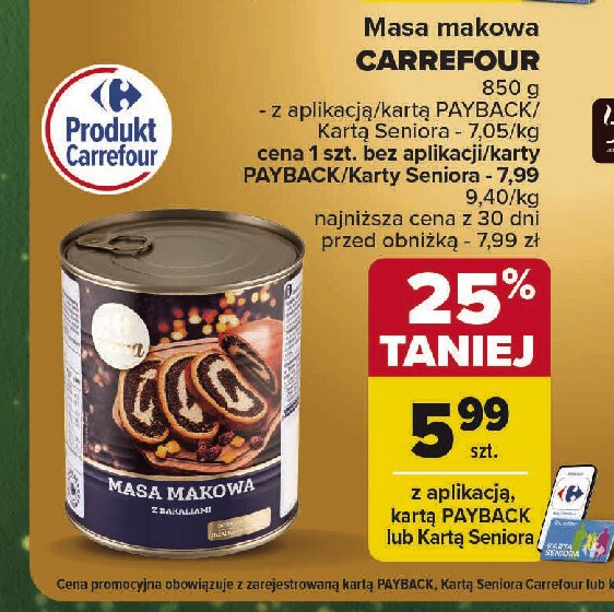 Masa makowa z bakaliami Carrefour extra promocja