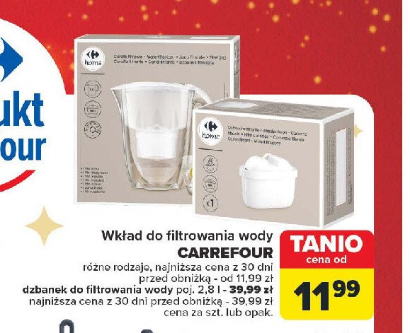 Wkłady do filtrowania wody Carrefour promocja w Carrefour Market