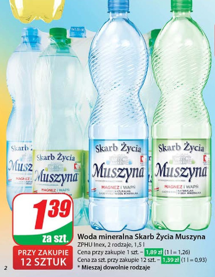 Woda gazowana Muszyna skarb życia promocja w Dino