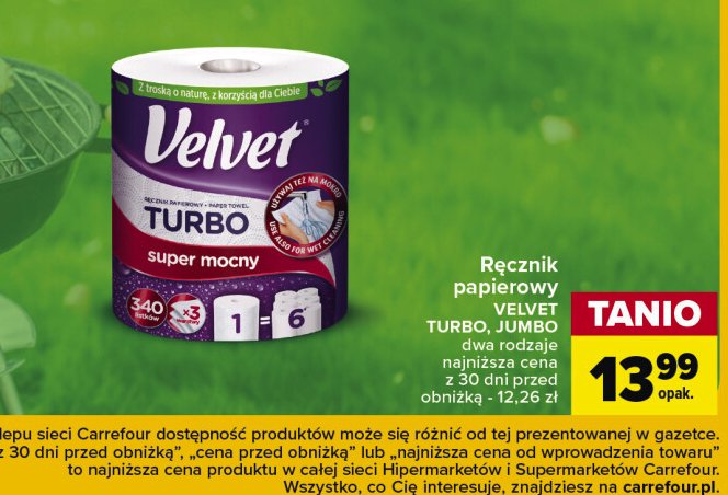 Ręcznik papierowy Velvet turbo promocja w Carrefour Market