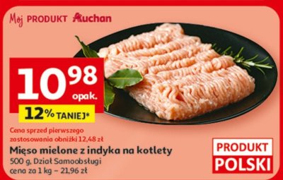 Mięso mielone z indyka na kotlety promocja w Auchan