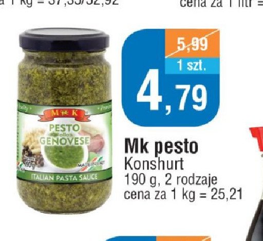 Pesto zielone z bazylii M&k promocja