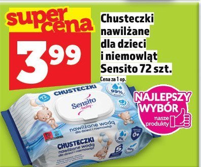 Chusteczki nawilżane dla dzieci i niemowląt Sensito 72 szt. promocja w TOPAZ