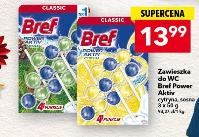 Zawieszka do WC Bref Power Aktiv cytryna, sosna 3 x 50 g promocja w LEWIATAN
