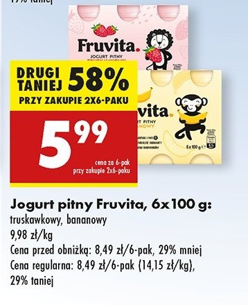 Jogurt pitny truskawkowy Fruvita promocja