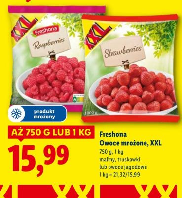 Owoce mrożone Freshona XXL maliny, truskawki lub owoce jagodowe promocja w Lidl