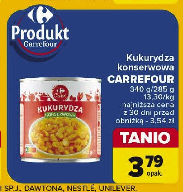 Kukurydza konserwowa Carrefour classic promocja