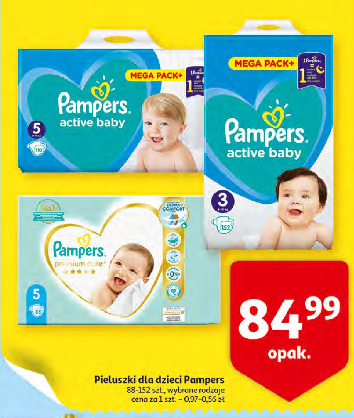 Pieluszki dla dzieci junior Pampers premium care promocje