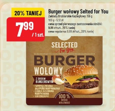 Burger wołowy Selected for You Selled Grobarskin Kożuchowy promocja w POLOmarket