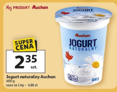 Jogurt naturalny Auchan 400 g promocja w Auchan