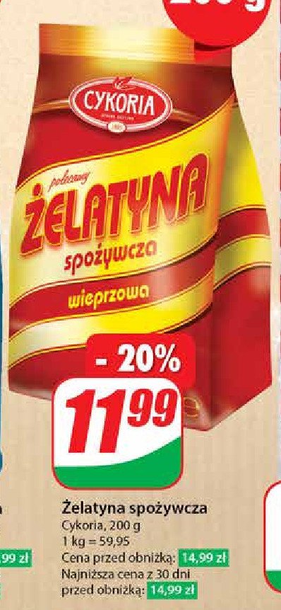 Żelatyna spożywcza wieprzowa Cykoria promocja