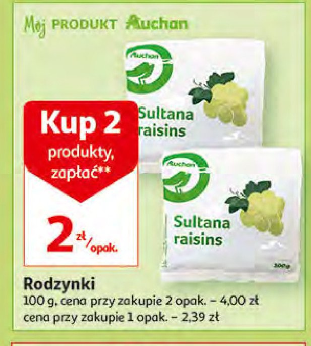 Rodzynki Auchan na co dzień (logo zielone) promocja