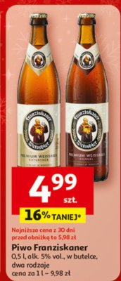Piwo Franziskaner 0,5% vol. promocja w Auchan
