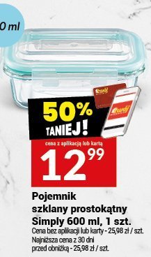 Pojemnik szklany prostokątny Simply 600 ml promocja w Twój Market