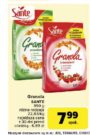 Granola orzechowa Sante granola promocja