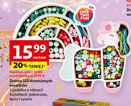 Zestaw koralików drewnianych 110 el. One two fun promocja