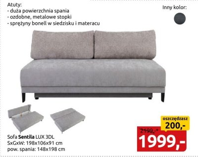 Sofa Sentila LUX 3DL promocja w Black Red White