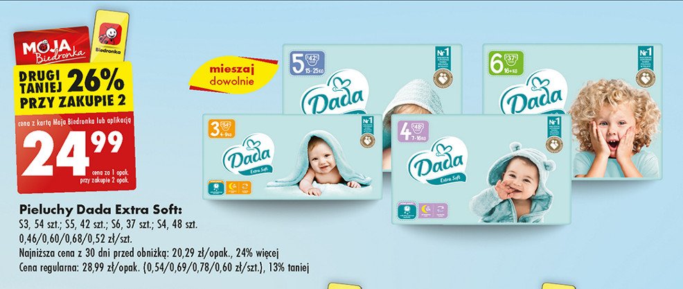 Pieluszki dla dzieci midi 3 Dada extra soft promocja