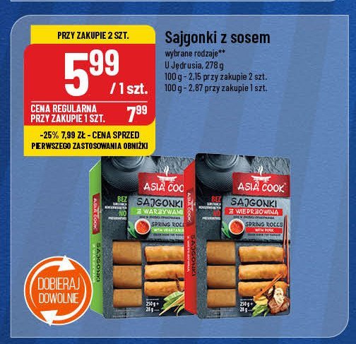 Sajgonki z wieprzowiną + sos Asia cook promocja