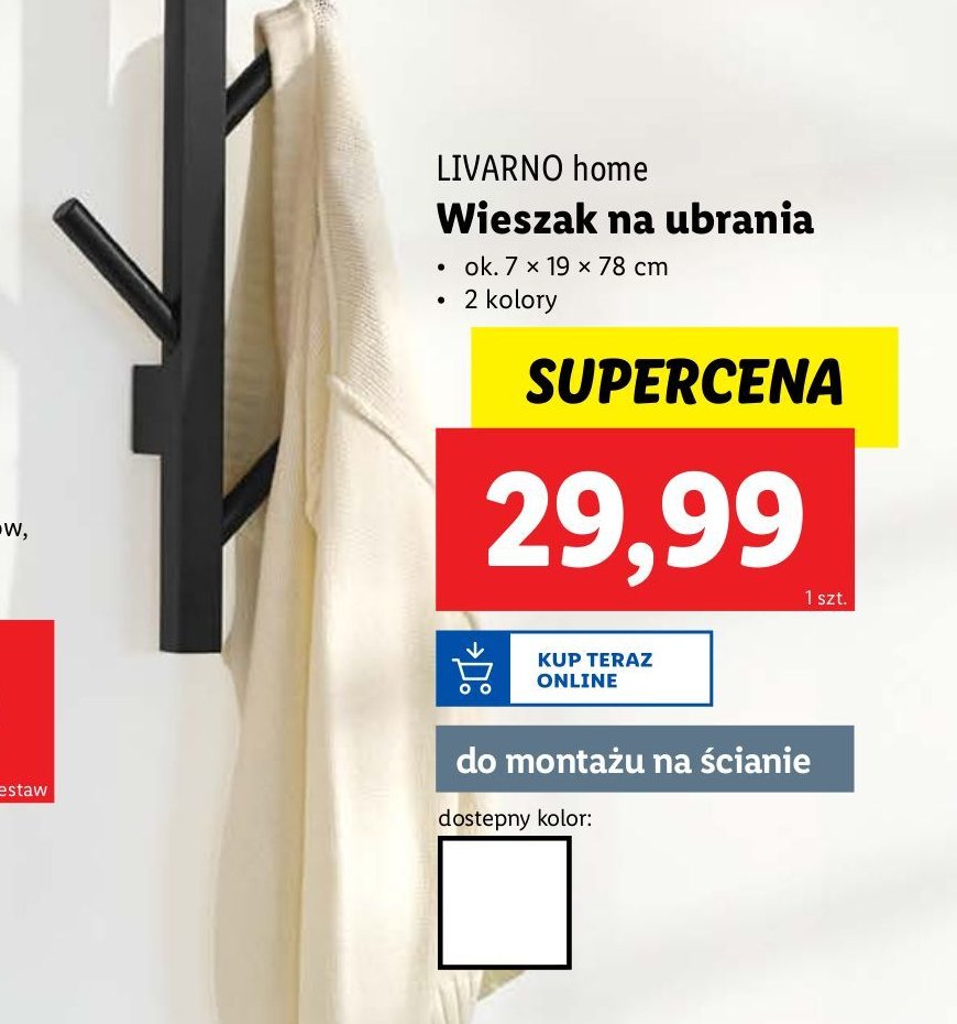 Wieszak 7 x 19 x 78 cm LIVARNO HOME promocja