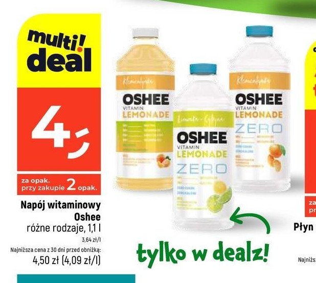 Lemoniada pomarańcza Oshee vitamin lemonade zero promocja