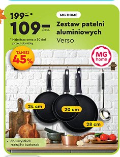 Zestaw patelni verso 20 + 24 + 28 cm Mg home promocja w Biedronka