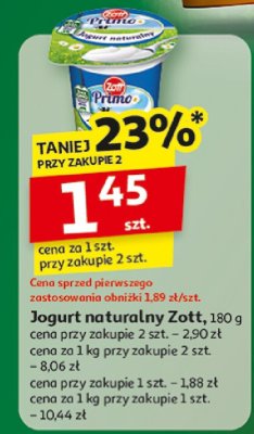 Jogurt naturalny Zott promocja w Auchan