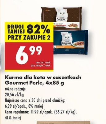 Karma dla kota fileciki w sosie z indykiem + tuńczykiem + kaczką + jagnięciną Purina gourmet perle promocja