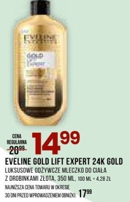 Odżywcze mleczko Eveline Gold Lift Expert 24K Gold do ciała, 350 ml promocja w Drogerie Natura