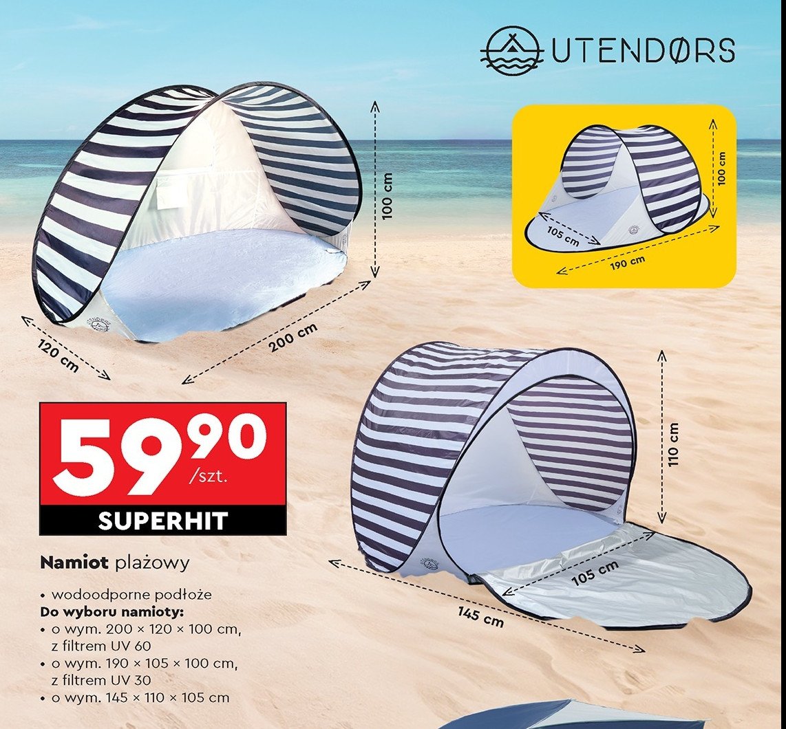 Namiot plażowy 145 x 110 x 105 cm Utendors promocja