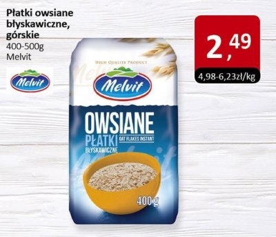 Płatki owsiane błyskawiczne, górskie Melvit promocja w Market Point