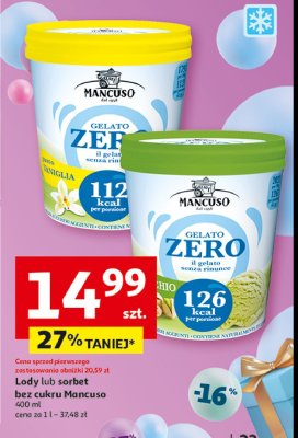 Lody bez cukru waniliowe Mancuso gelati promocja