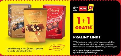 Praliny Lindt różne rodzaje promocja w Biedronka