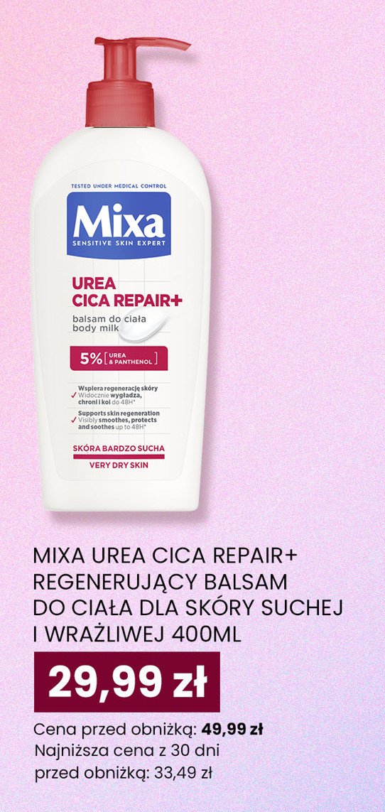 Balsam do ciała regenerujący Mixa urea cica repair promocja